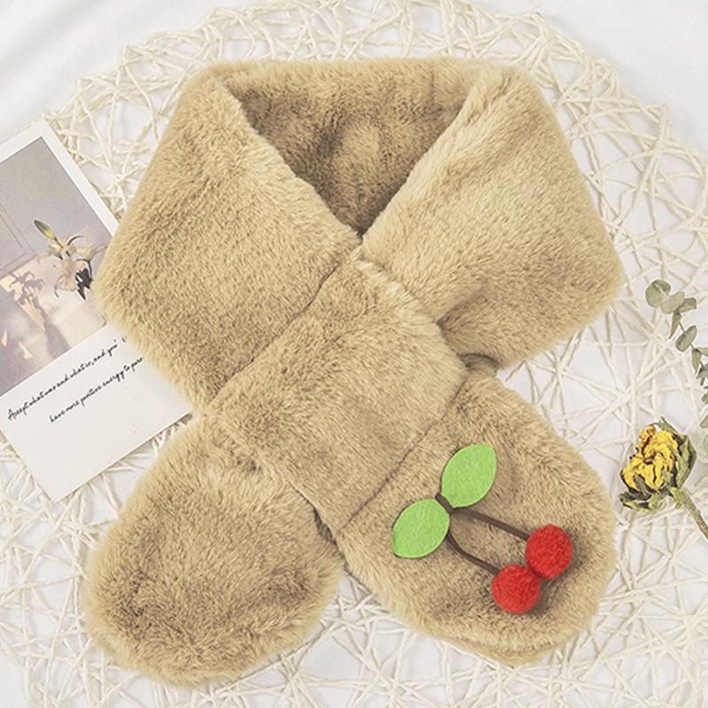 

Scarves Stylish Cute Cherry Plush Scarf Winter Warm Solid Color Korean Style Sweet Imitation Fur For KidsScarves ScarvesScarves