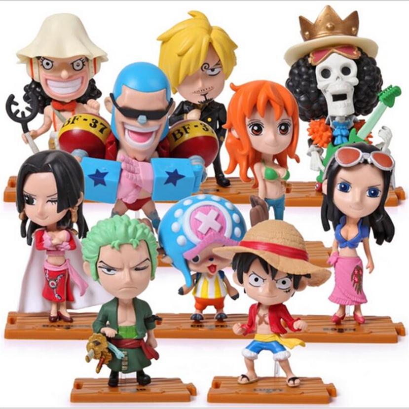 

Q version Anime One Piece PVC Action Figures Cute Mini Figure Toys Dolls Model Collection Toy Brinquedos 10 Piece Set Shippin2935