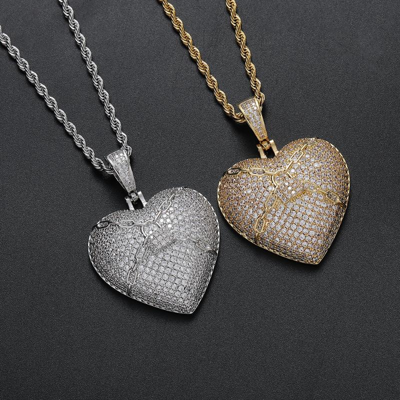 

Pendant Necklaces Brass Micro Pave Cubic Zircon Heart Shape Pendants Women Necklace Party Gift CN423Pendant