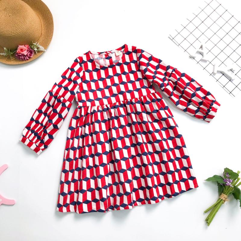 

Girl's Dresses 2022 Spring Kids Girls Dress Teens Princess Party Frocks School Cotton Preppy Style Clothes Teenage Children Clothing, Red