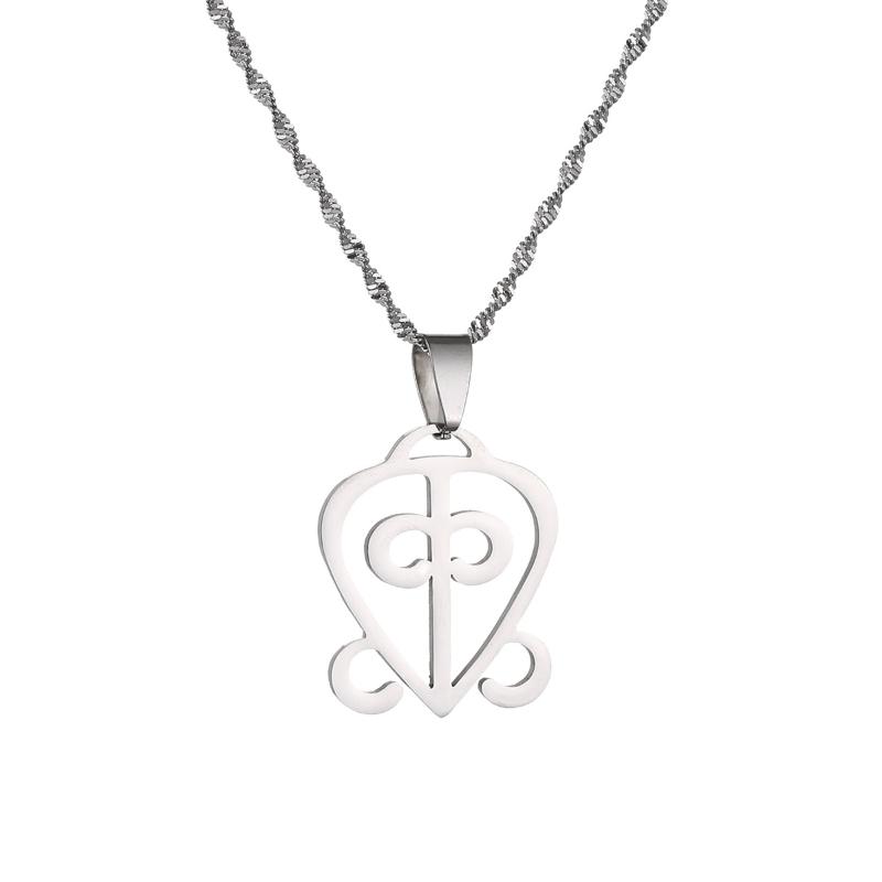 

Chains Stainless Steel African Adinkra Symbol ODO NNYEW FIE KWAN Power Love Pendant Women Men Unisex Necklace