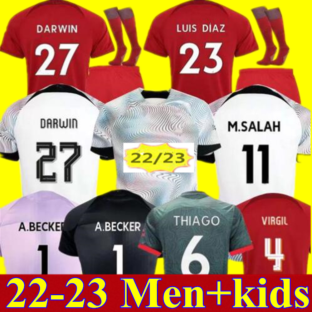

22 23 season home away 3rd DARWIN soccer jerseys 2022 2023 Mohamed Diogo Luis DIaz Alexander Arnold football kit tops shirts men kids uniform, Adult home+patch