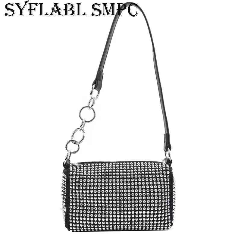 

Diamond Chain Shoulder Bag Women Luxury 2021 Simple Summer Crossbody Bag Female Fashion Brand Design PU Leather Handbag, Sky blue