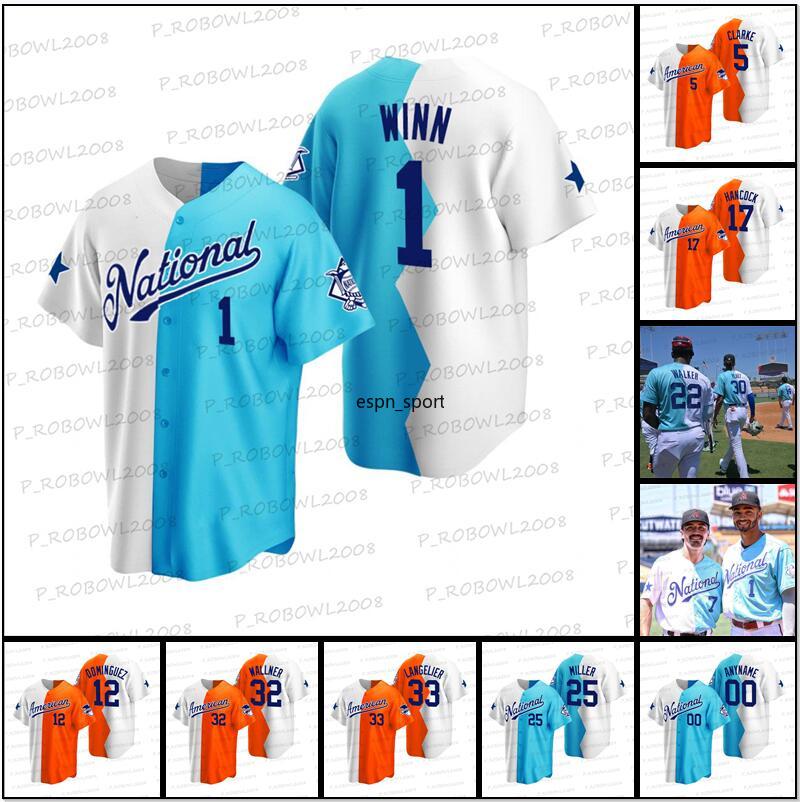 

2022 All Star Futures Game Split Jersey Masyn Winn Shea Langeliers Jack Leiter Dominguez Wallner Bobby Miller Baker Diego Cartaya Eury Pebez Walker Orange Blue Whtie, Nk logo=youth xl