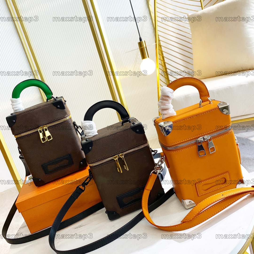 

Men's Vertical Box Soft Trunk Bag Saffron Yellow Mini Luggage Shoulder Bag Mens Luxurys Designer Cross Body Summer 2022 N 7 Classic Monograms Wallet Purse