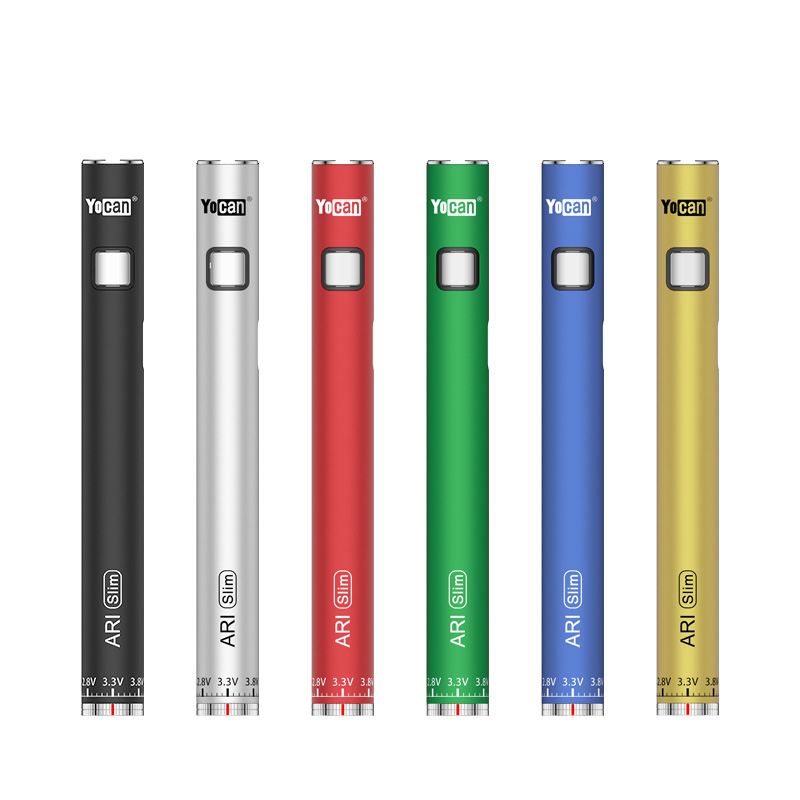 

Original Yocan ARI Slim 350mah Preheat Variable Voltage VV Battery Fit 510 Cartridge 6 Colors 20pcs box
