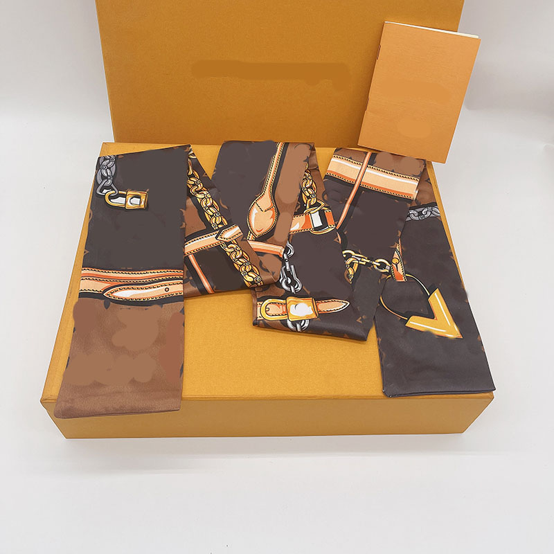 

Ladies' small silk scarf, classic high quality silks hair bundle twill neckerchief tie fashion versatile thin strip tied bag scarf