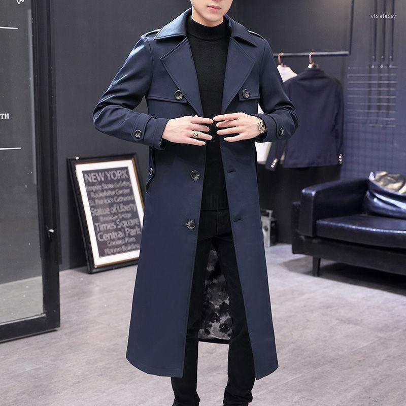 

Men's Trench Coats Men Full Sleeve Long Solid Color Windbreaker Spring And Autumn Outwear Causal Style OvercoatsMen's Viol22, Black
