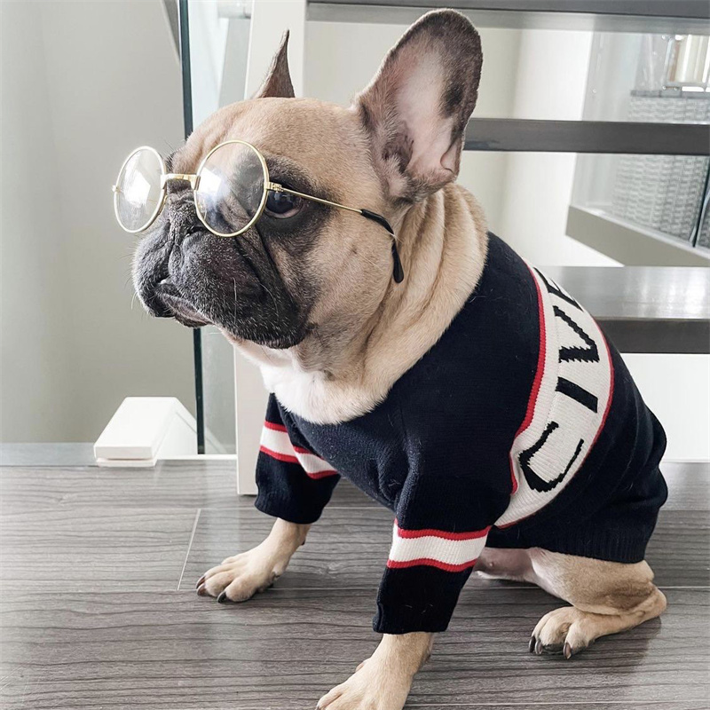 

2022 Fashion Dog Apparel Cat Winter Sweaters Luxury Brand Designer Dog Clothes Classic Letter G Warm Knitting For French Bulldog Schnauzer, Black
