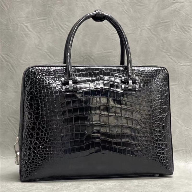 

Briefcases Exotic Real True Alligator Belly Skin Office Men's Briefcase Bag Authentic Genuine Crocodile Leather Male Large Working Handb, Black