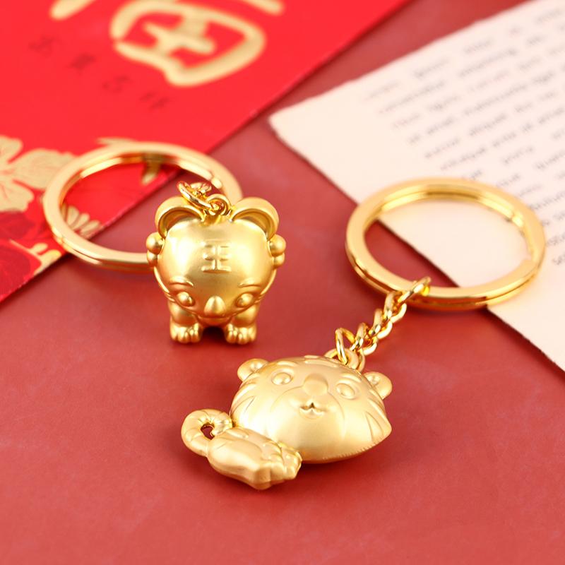 

Keychains Retro Tiger Animal Keychain Copper Shouting Beast Car Keyring Handmade Craft Bronze Forest King Bag Hanging Pendant GiftsKeychains
