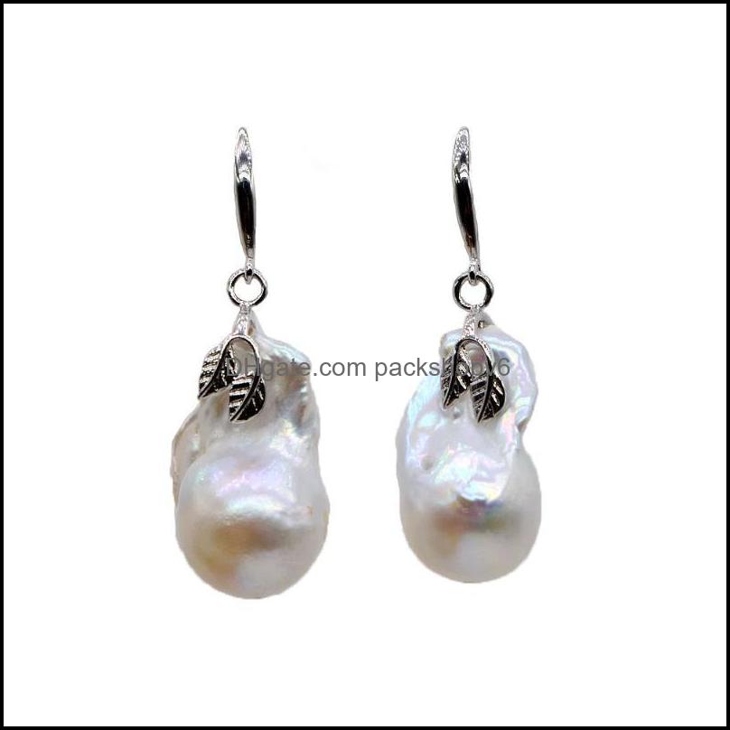 Chandelier en peluche de grandes boucles d'oreilles de perles naturelles diamètre de perles baroques naturelles 15 mm Femmes sier packshopv6 dhfs