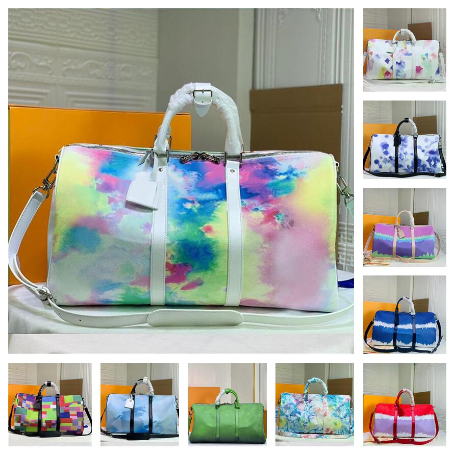 

Unisex Duffle Bags Fashion Big Capacity Multi-function Pattern Plaid Flowers Luggage Travel Bag Women Casual Gym Handbag, Mix color
