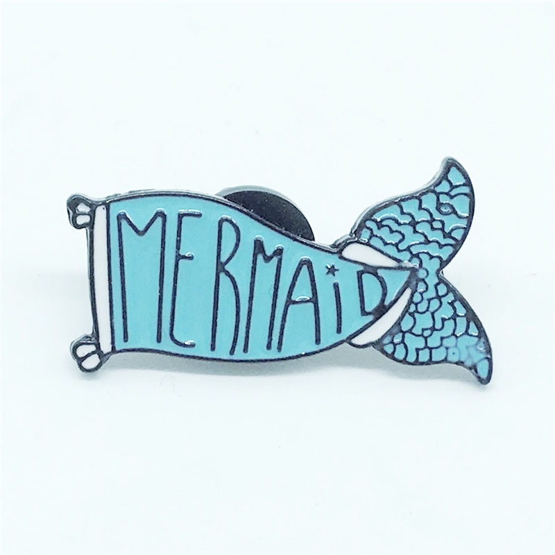 

Creative Popular Blue Fishtail Mermaid Brooches for Women Letter Enamel Badges Alloy Pin Cartoon Jewelry Anti-glare Clothes Accessories