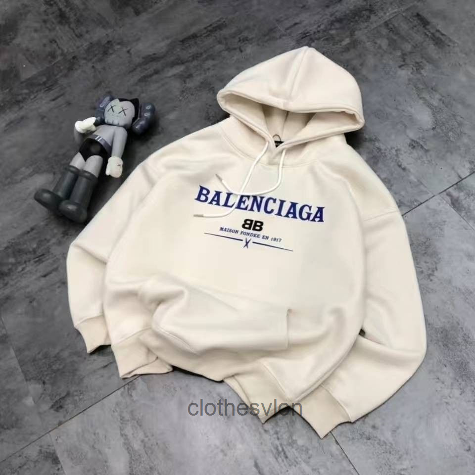 

Designer Hoodies 2022 Balencaigass Hoodie Hooded Paris Printed Plush Sweater Men Women, Creamy-white