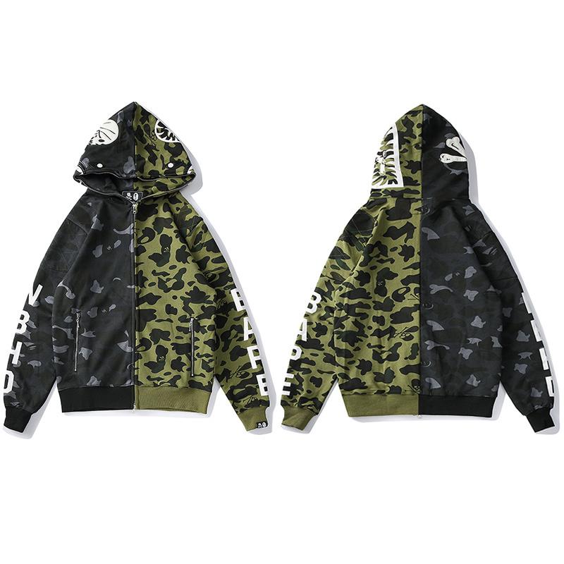 

Men's Hoodies & Sweatshirts 2022 Tide Card High Quality Zipper Hoodie Stitching Fan Color Skeleton Men And Women Couple Coat Original F, Black