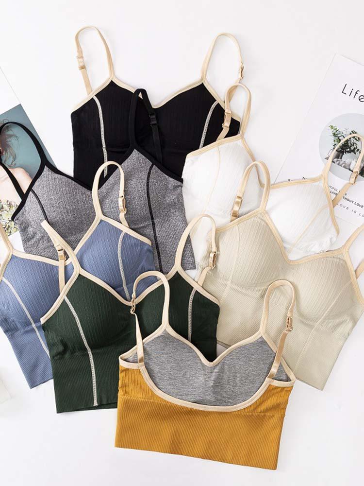 

Camisoles & Tanks Summer Girls Tank Crop Top Seamless Sexy U-shaped Back Tube Tops Female Sports Underwear Bra Bralette BrassiereCamisoles, Black