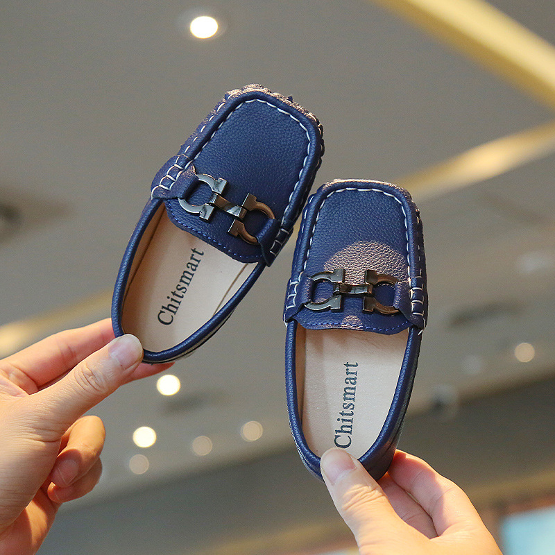 

Kids Shoes Boys Leather Shoes Spring Autumn Boys Shoes Casual Loafers Fashion Toddler Girl Sneakers Child 21-30, Black