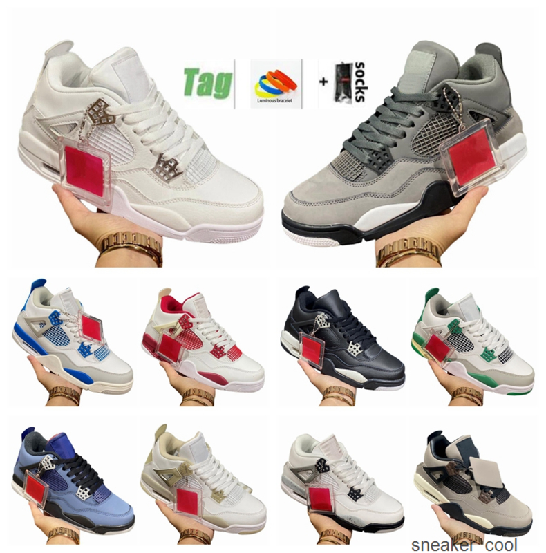 

2022 Top basketball shoes 4 4s cool gray What Blue Obsidian 1 1s black cat silver feet brown metal white travel running training men women, 6505