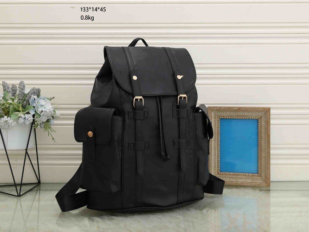 HH High Quality Leather Christopher Backpack Luxurys Designer Embossing Monograms knapsack Men Women Classic Flowers Plaid Schoolbag Satchel Back
