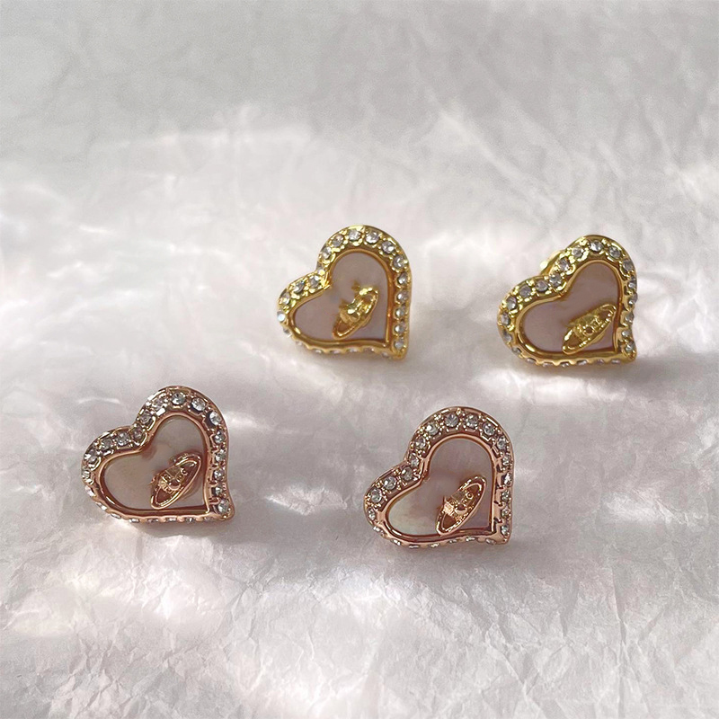 

Charm west Queen Saturn earrings wood star vivi niche Zircon earrings 925 silver needles diamond set planet metal wind 1 :1 earring women original packaging