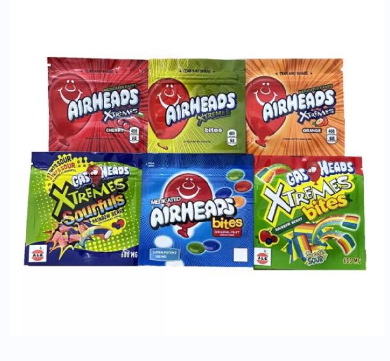 

airheads gasheads xtremes edible mylar packaging bags bites cherry orange sourfuls ainbow berry zipper plastic package
