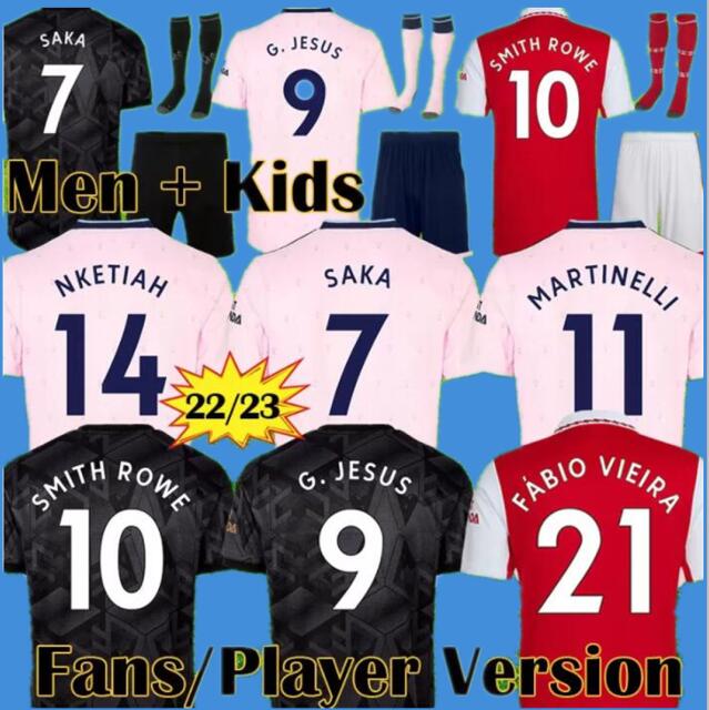 

22 23 SMITH ROWE G.JESUS SAKA Gunners soccer jersey Player version ODEGAARD NKETIAH MARTINELLI TIERNEY Zinchenko 22 23 aRsEn football kits shirt Men Kids set uniform, Third