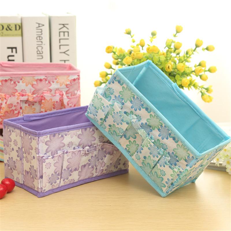 

Storage Boxes & Bins 1pc Makeup Box Non-woven Jewelry Office Pen Sundries Organizer Desk Space Ssver Folding Home, Send random colors