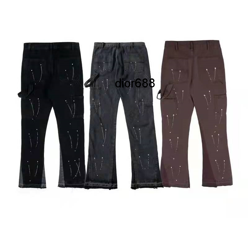 

Gary New splash star spotted denim pants men' youth fashion pants, Brown