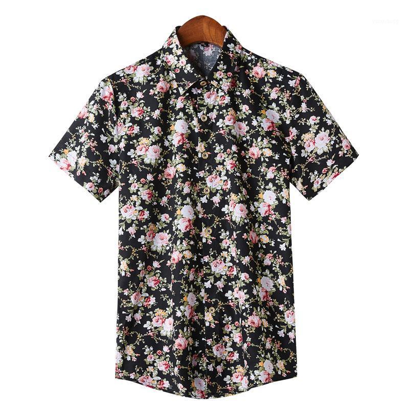 

Summer Mens Short Sleeve Hawaiian Shirts Cotton Casual Floral Wave Regular Clothing Fashion Men's, No 2