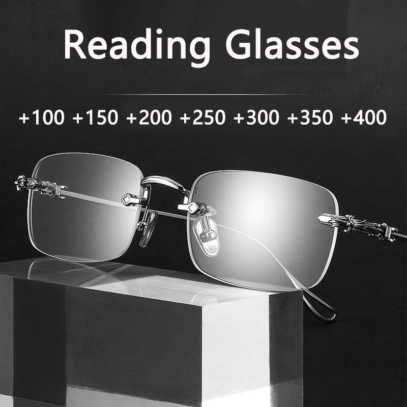 

Sunglasses Rimless Anti Blue Light Reading Glasses Men Anti-fatigue Computer Optical Presbyopic Women Business Flexible Eyeglasses