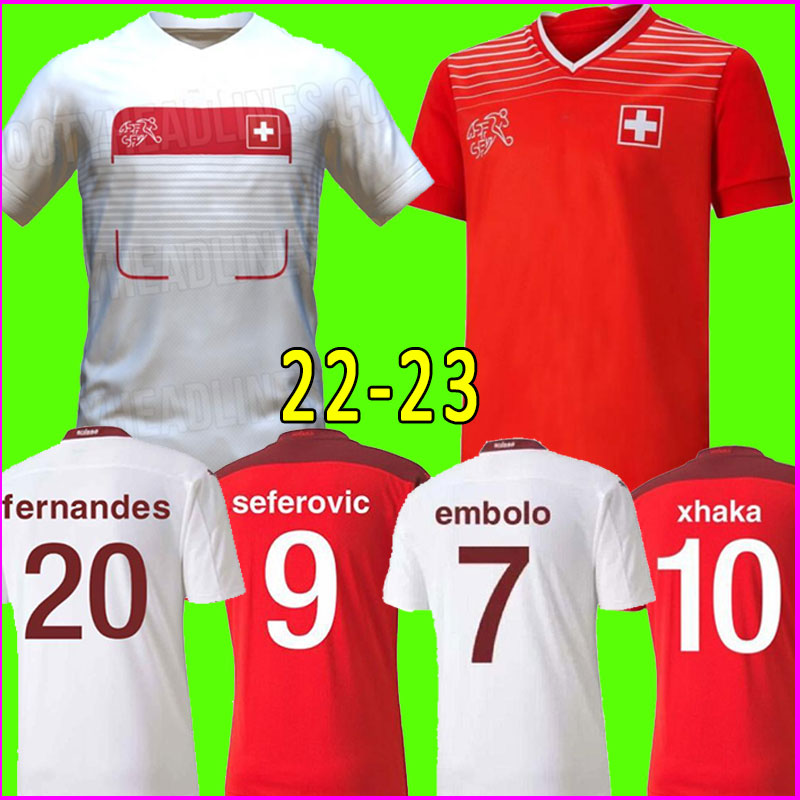 2021 2022 2023 Coupe d'Europe Suisse Jersey de football 21/22/23 à l'extérieur Xhaha Akanji Zakaria Rodriguez Elvedi Maillots de Football Shirt M