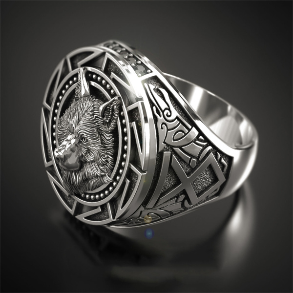 

Trendy Retro Celtic Wolf Totem Band Rings Men's Viking Gothic Steampunk Carved Animal Rings Fashion Party Gift AB867