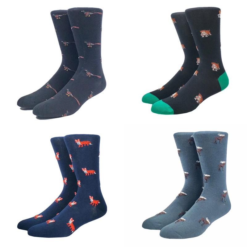 

Men's Socks 4 Pairs Men Funny Animal Pack Dog Moose, As pic