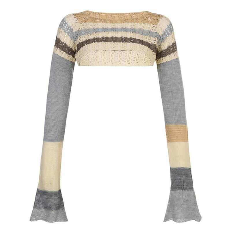 

Women' Sweaters Y2K Hollow Out Cropped Knit Smock Top Women 2022 Vintage Loose Distressed Crochet Pullovers Casual Fairycore Chic TopWomen, As pic