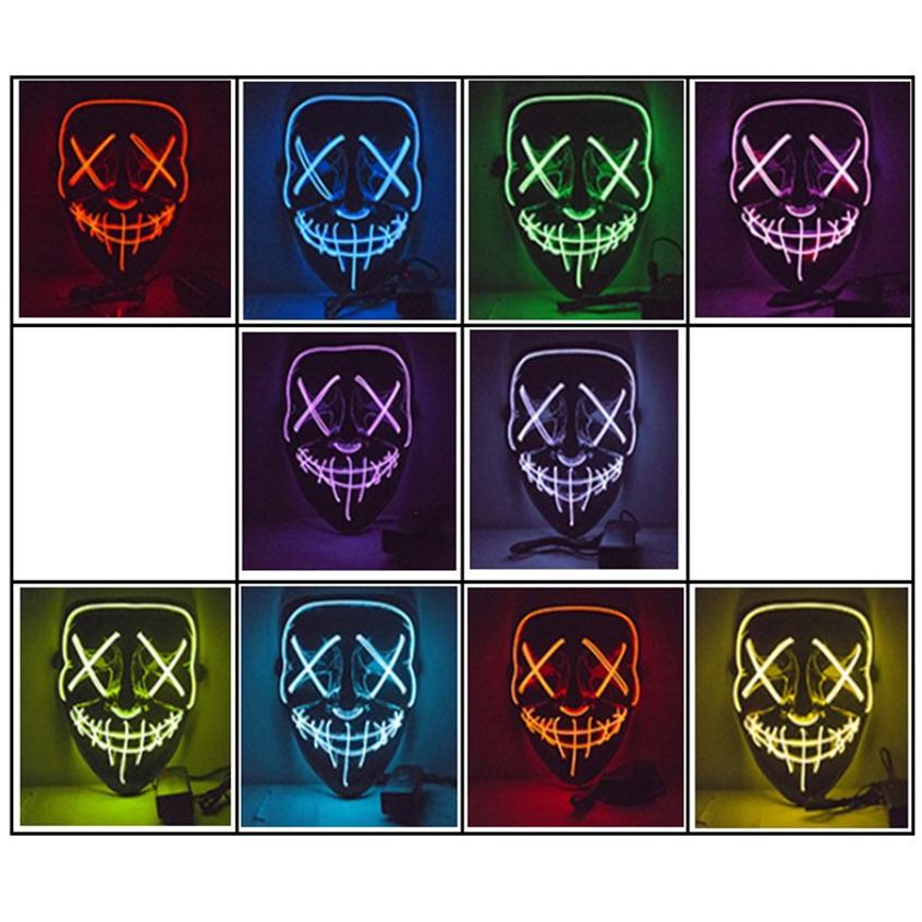 

Drop Halloween Mask LED Light Up Party Masks The Purge Election Year horror Masks Festival Cosplay Glow In Dark NightClub2243