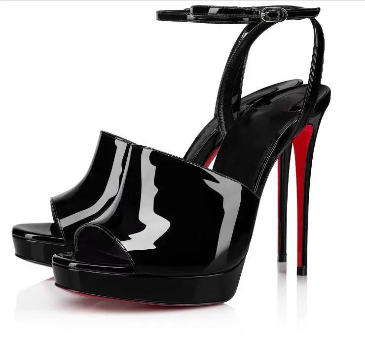 Chaussures miradona élégantes chaussures robes rose semelles rouges sandales noires talons plate-forme à lacet lacet les talons aiguilles en cuir
