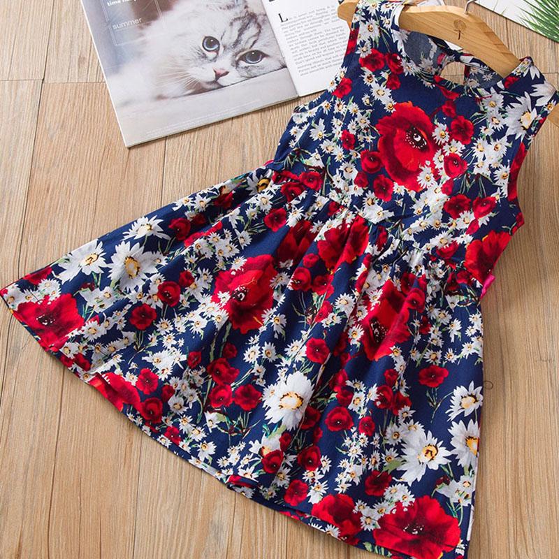 

Girl's Dresses Girl Dress Toddler Baby Sleevelees Flower Summer Children Clothing Girls Cotton Princess For Kids Gilrs 2-6YGirl's, K11