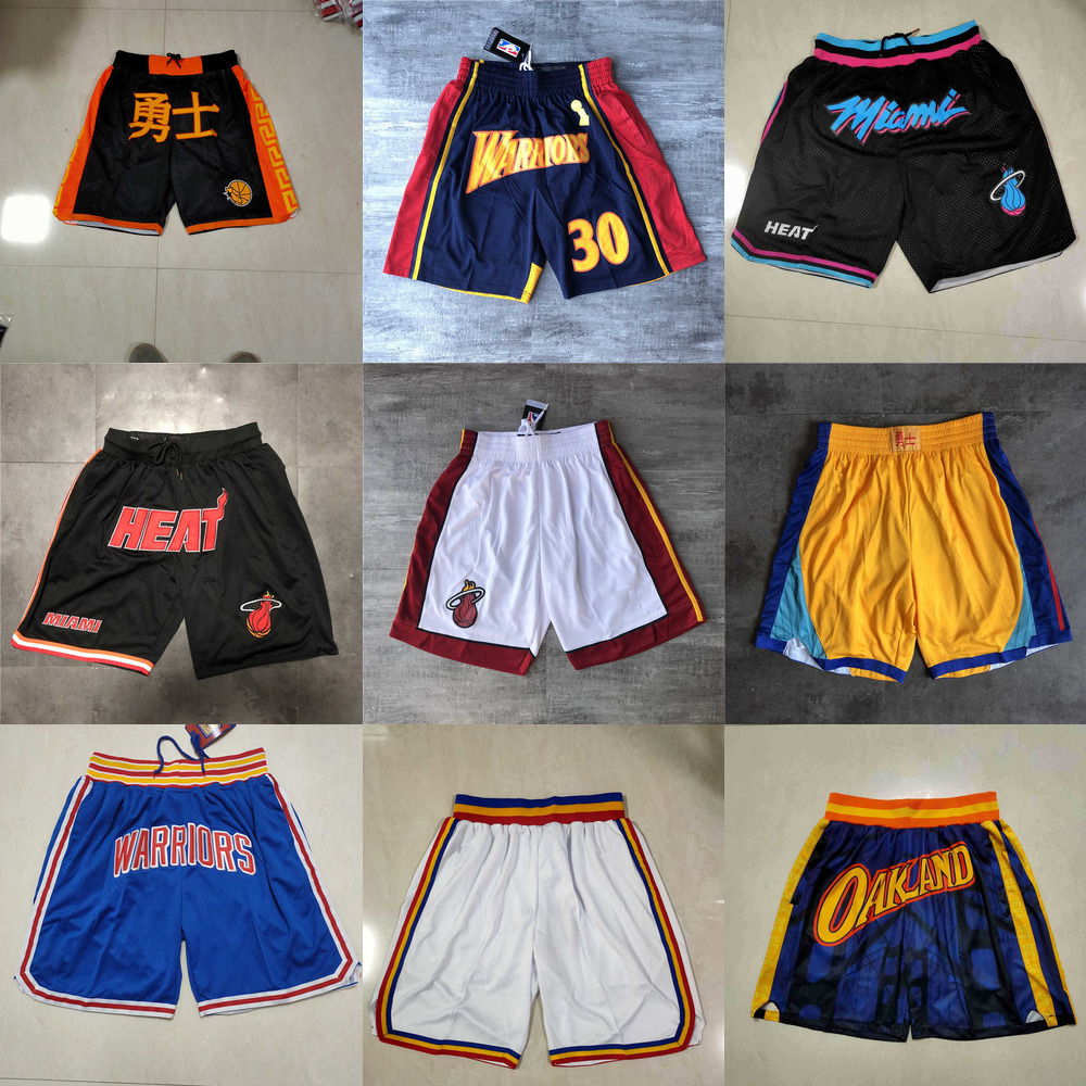 

Golden State''Warriors''men Miami''Heat''men Throwback Basketball Shorts pocket, Color
