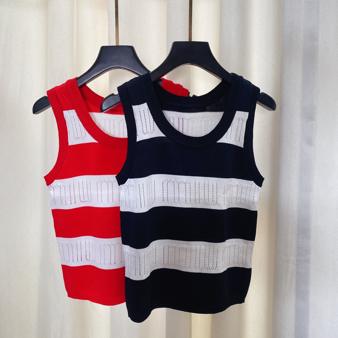 

Fashionable new hollowed-out knit T-shirt high grade blended round neck pullover sleeveless vest, Black