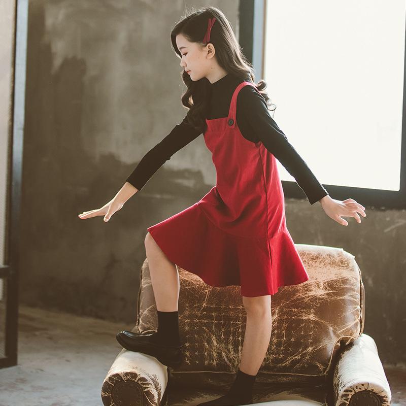 

Clothing Sets 2022 Autumn Spring Children's Kids Clothes Girls Teenage Baby Girl Outfits School Fashion Black Red Set, Wine red