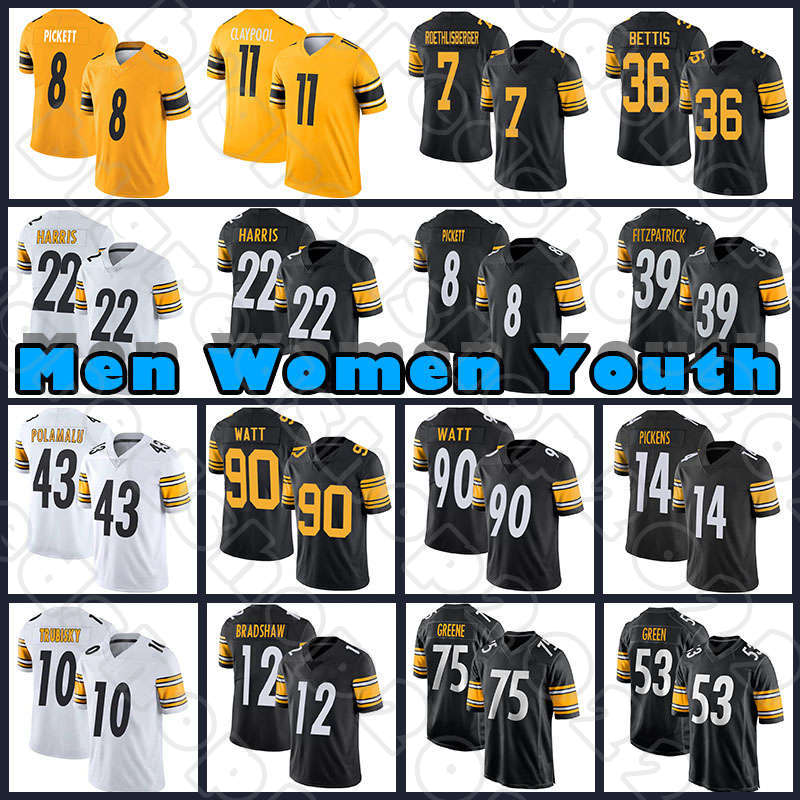 

90 T.J. Watt 22 Najee Harris Football 8 Kenny Pickett Jerseys Chase Claypool Myles Jack Pat Freiermuth Steelers Minkah Fitzpatrick Ben Roethlisberger, Custom men(g r)