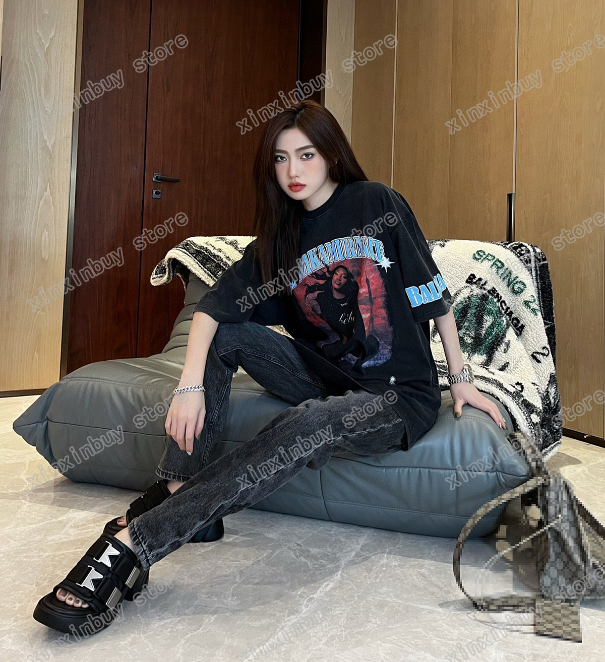 

22ss Women Designers t shirts tee Paris DESTROYED tie dye cotton short sleeve Crew Neck Streetwear xinxinbuy black gray M-2XL