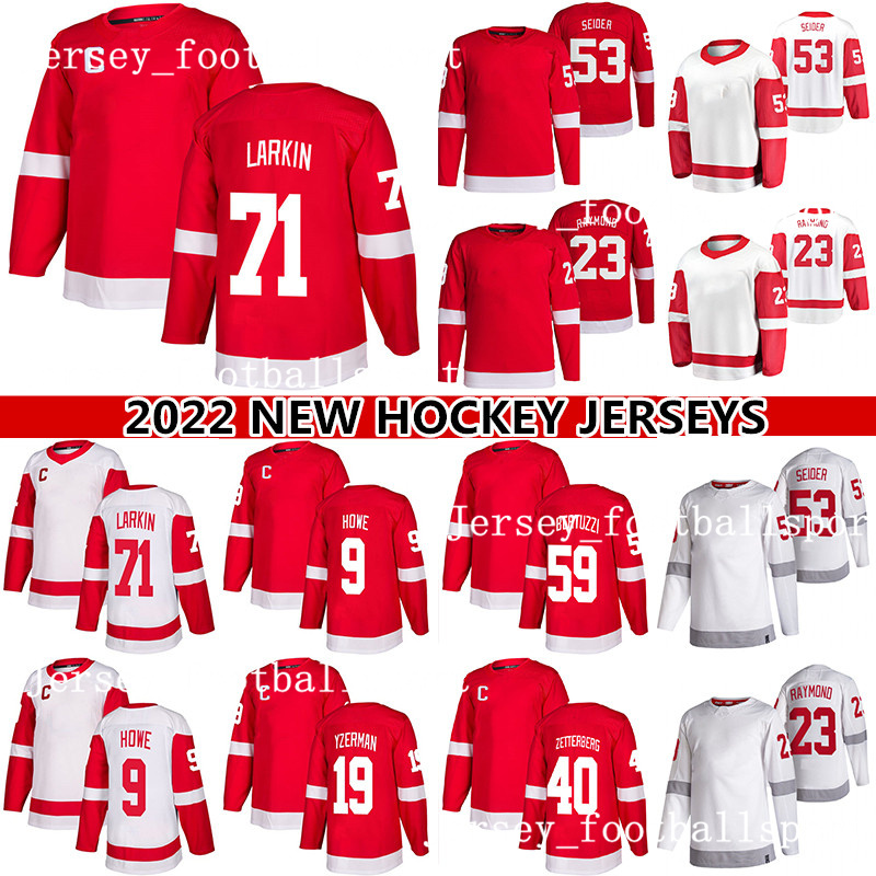 

71 Dylan Larkin Jersey 13 Pavel Datsyuk 53 Moritz Seider 59 Tyler Bertuzzi 23 Lucas Raymond 19 Steve Yzerman 9 Gordie Howe hockey jerseys, White