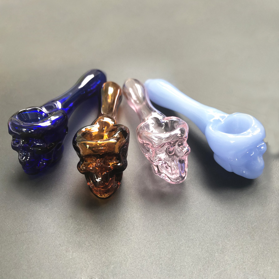 

Pyrex Oil Burner Pipes Spoon Skull Glass Pipes Hand Pipe Glass Smoking Pipes Tobacco Dry Herb For Silicone Bong Glass Bubbler