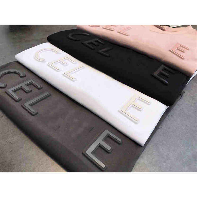 

66% OFF High Quality new summer fashion cel + concave convex letter steel T-shirt for men and women, Black
