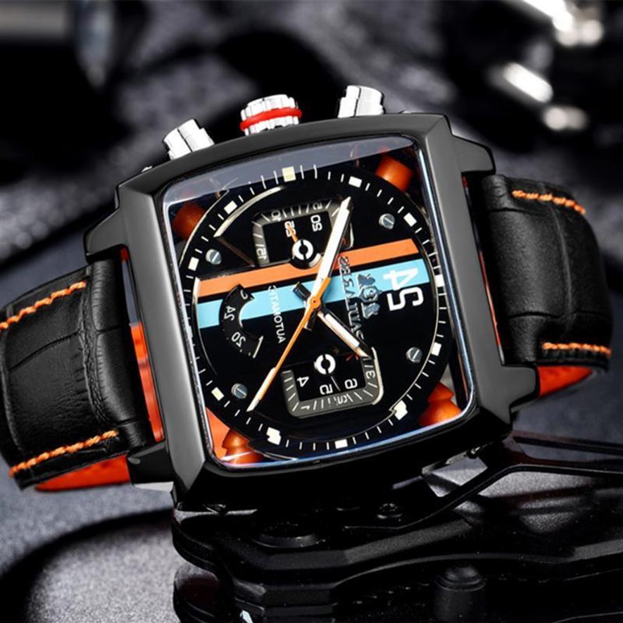 

Wristwatches Monaco-24 Top Watches For Men Tonneau Automatic Mechanical Tourbillon Watch Stainless Steel Business Heueres Clock263a, Black