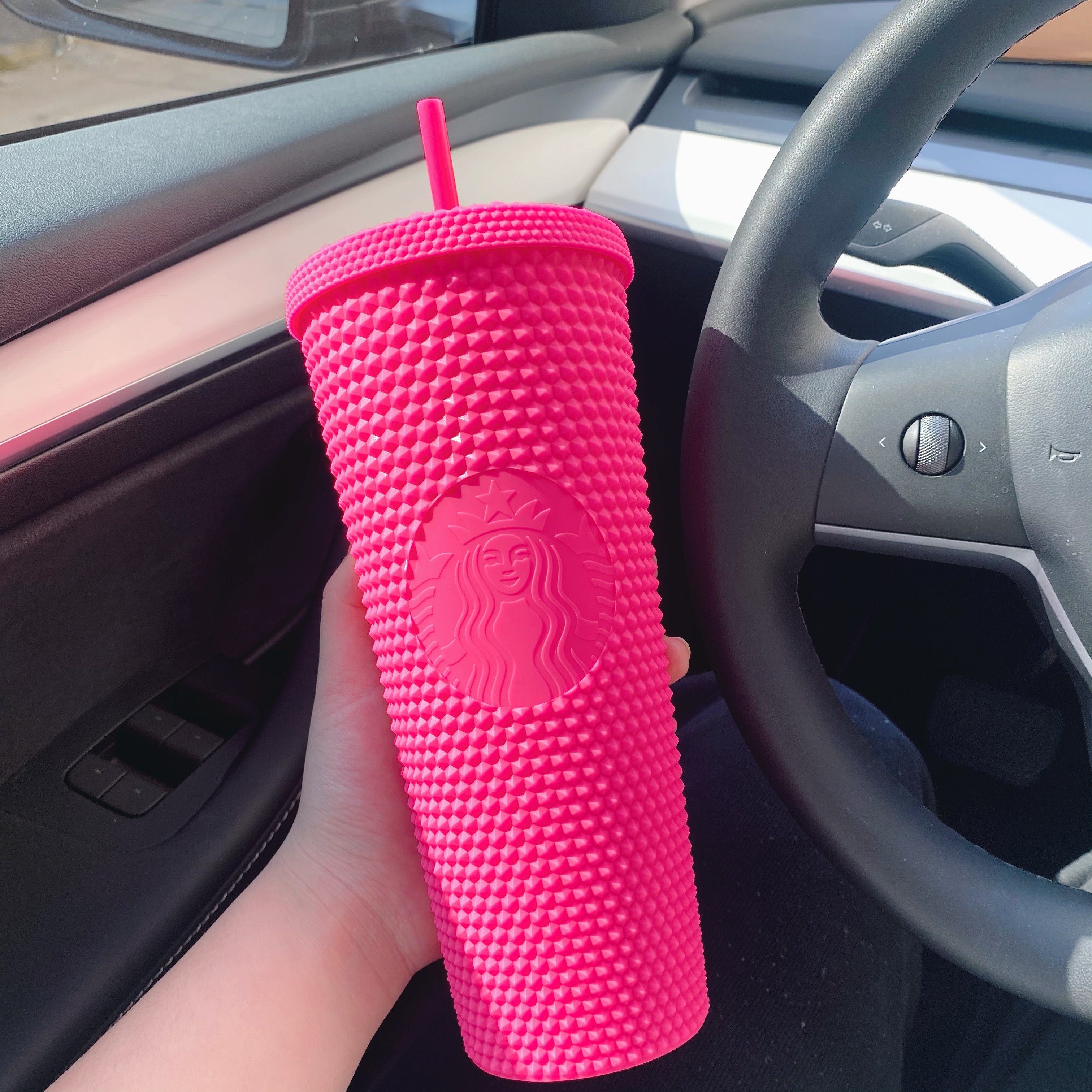 

24oz Personalized Starbucks Mugs With Logo Iridescent Bling Rainbow Unicorn Studded Cold Cup Tumbler Coffee Mug with Straw Reusable, A lot=1 cup+1 lid+1 straw