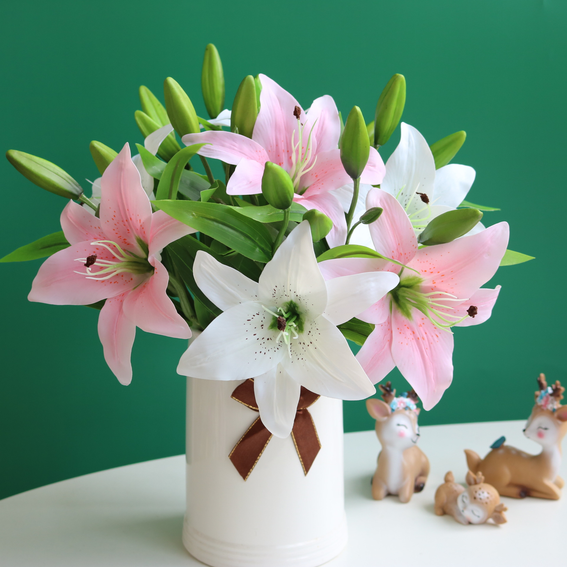 

3 Head lily artificial flower real touch lilies for wedding decoration flowers home party table display props, As picture shown