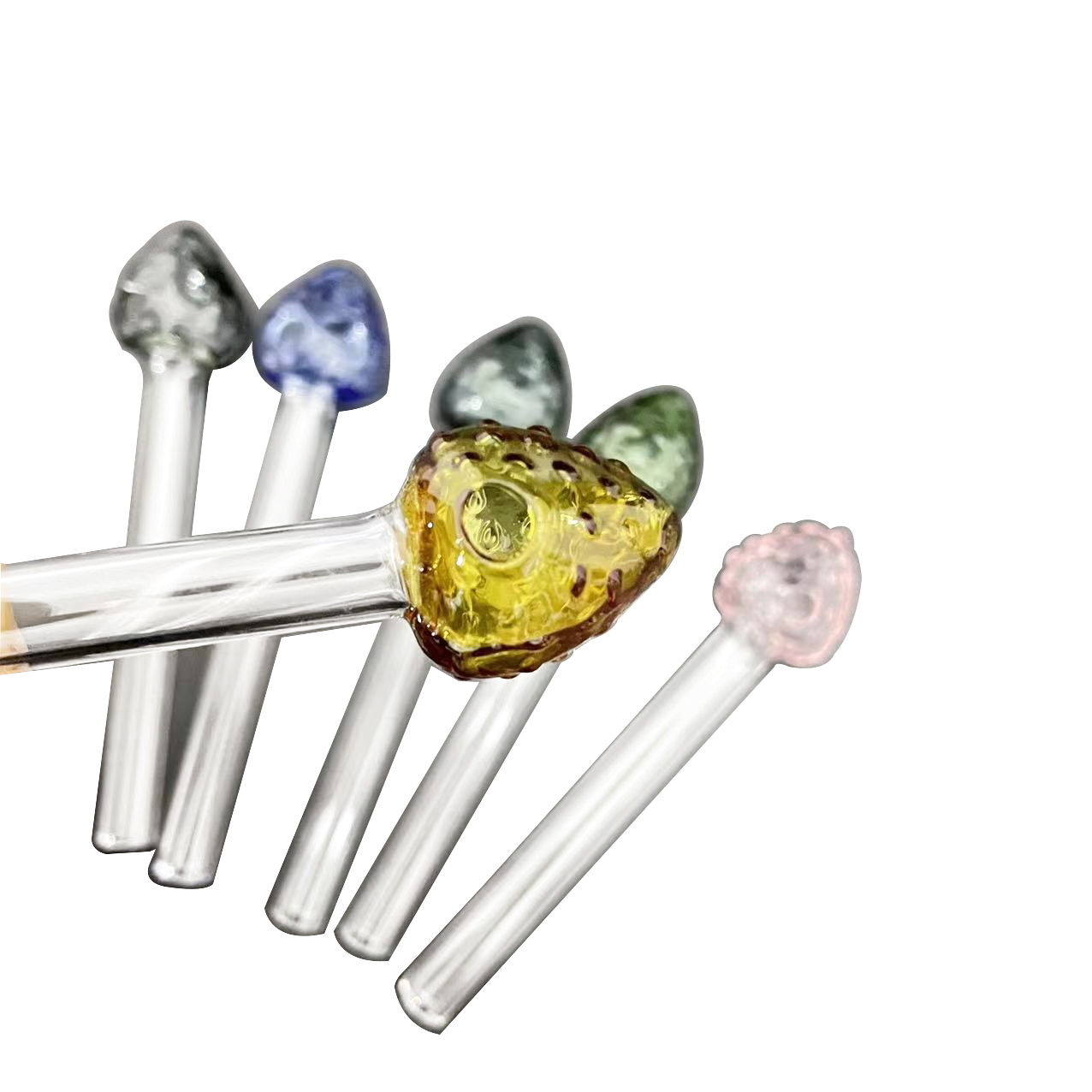 

12cm strawberry colored head high borosilicate glass oil burner pipe smoking water pipes dab rigs hand tube great Tube